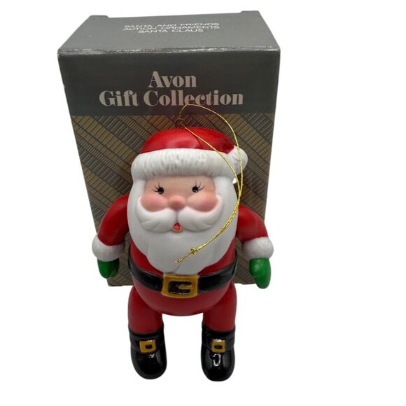Vtg Avon Santa Claus Action Ornament 1980s NEW In Box - Picture 1 of 1